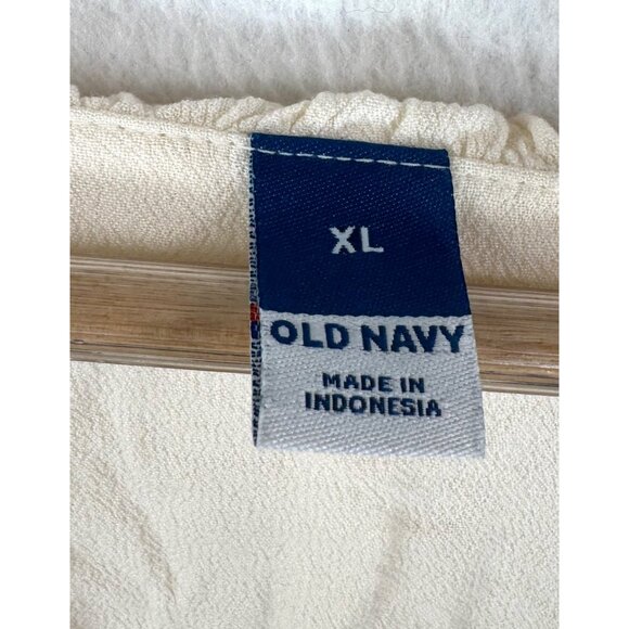 Old Navy Ruffle neck smocked babydoll top cream Y2k 90s  XL - Picture 3 of 7